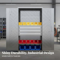 High Load Capacity Heavy Duty Tool Cabinet Rust Resistant Steel Storage Cabinet Adjustable Shelves Double Door Tool Chest Easy to Clean for Workshop Professionals, Machinists, DIY Enthusiasts, Warehouse, Factory, Basement, Utility Room