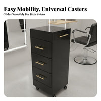Mobile Design Multi-Drawer Styling Station 360° Swivel Casters Stylist Station with Tool Holder Large Storage Capacity Salon Trolley Space-Saving for Nail Technicians, Hairstylists, Hair Stylists, Barbershop, Spa, Dressing Room