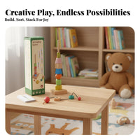 Educational Rainbow Lacing Beads Set Fine Movement Skills Development Wooden Stacking Beads Toy Hand-Eye Coordination for Preschoolers