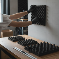 Soundproofing Acoustic Foam Panels for Walls, Self-Adhesive, High-Density, Flame-Retardant