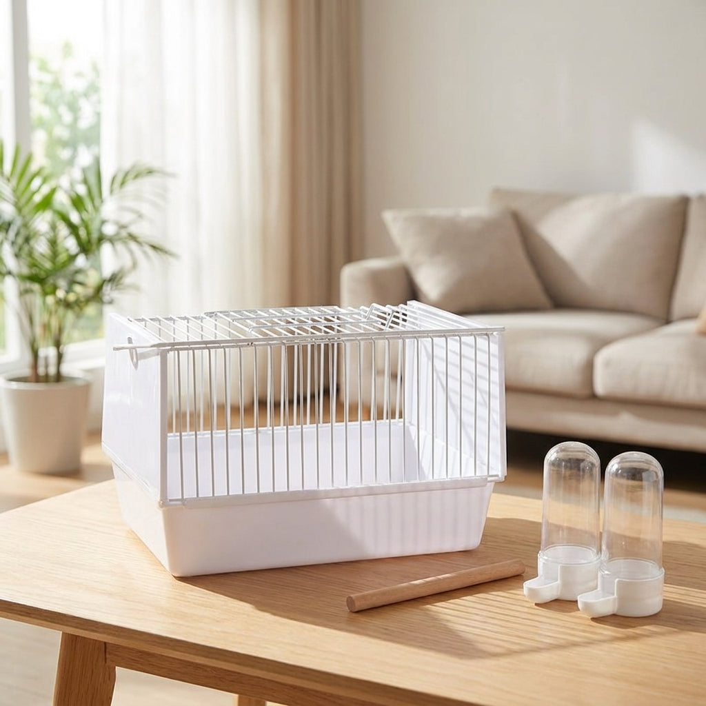 Bird Carrier Avian Carrier Cage with Standing Perch, Wire Cage for Parrot Parakeet, Portable Carrier with Handle for Small Pet Outings