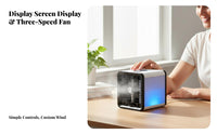 Humidifier Function Mini Air Conditioner Fan 3 Speed Settings Water Cooling Fan Adjustable Vents for Bedroom, Office, Dorm Room