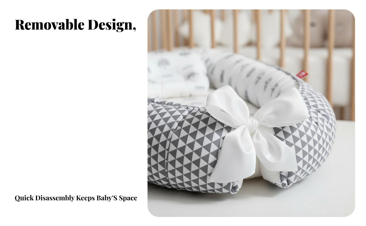 Newborn Lounger Easy-Clean Portable Baby Lounger Nature-Inspired Design Infant Bedding for Newborns, New Parents, Co-Sleeping, Floor Use
