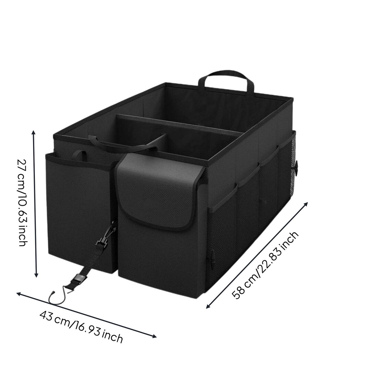 Large Capacity Foldable Car Trunk Organizer Heavy Duty Collapsible Trunk Organizer Reinforced Handles Car Boot Tidy Non-Slip Bottom for Road Trips