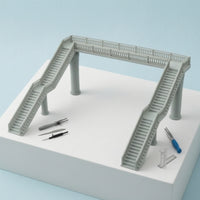 Miniature Model Overpass with Stairways Assembled Pedestrian Overpass for Train Stations