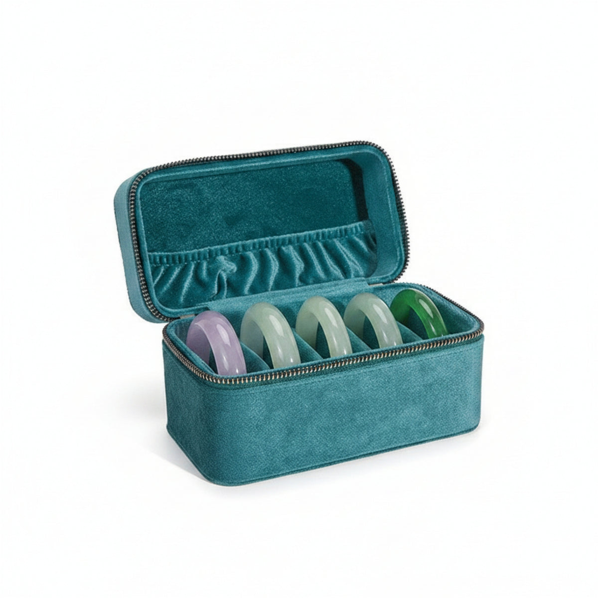 Bracelet Storage Box with Zipper Zippered Bracelet Box with Slots Bangle Case Velvet-Lined-Lined Secure for Travelers, Dresser