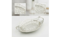 Filigree Tray Decorative Metal Tray with Handles Ornamental Bowl Lustrous Embossed for Home Decorators, Coffee Table, Entryway