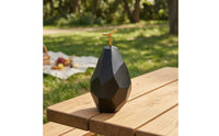Metal Pear Statue with Golden Stemmed Faceted Fruit Sculpture Sculptural Figurine for Bookshelf