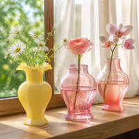 Vintage French Style Ribbed Glass Vase for Hydroponic or Floral Arrangements