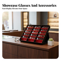 Large Capacity 18-Slot Glasses Box Standing Eyewear Display Case Scratch Protection for Retailers, Closet