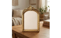 Jewelry Display Frame Gold-Finished Jewelry Display with Fabric Panel Ornate Necklace Holder with Hooks for Craft Fairs