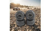 4 Pieces Rough-Terrain Tire Pattern Rubber RC Tires with Rims Abrasion Resistant Remote Control Car Accessory for Outdoor