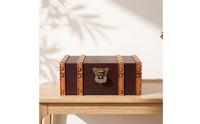 Wooden Keepsake Box with Hinged Lid Rustic Wooden Box with Hinged Lid Antique-Themed Storage Chest for Vanity, Desk, Shelf