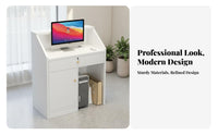Space-Saving Shop Front Desk Versatile Modern Front Desk Sturdy Construction Modern Reception Table Easy Assembly for Shop Owners, Receptionists, Salon Employees, Boutique, Office, Lobby