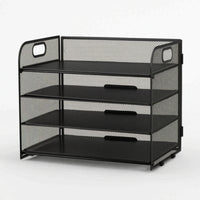 Mesh Letter Tray with Four Tiers Foldable Desktop File Organizer A4 Document Holder Sturdy Paper Sorter Clutterunobstructed