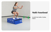 4 Pieces Adjustable Height Stackable Soft Jump Box Set shockAbsorbing Stackable Jump Box Strong Hook-and-Loop Fastener Fasteners Training Block Portable with Handles for Teenagers, Children, Beginners, Home Gym, HIIT Workouts, School