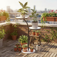 Indoor & Outdoor Use 2-Tier Floor Plant Stand Space-Saving 2-Tier Display Stand Sturdy Construction Flowerpot Holder Multi-Purpose for Apartment Dwellers, Homeowners, Interior Decorators, Balcony, Living Room, Bedroom, Office