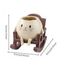 Cat Figure Planter Simple Feline Face Desktop Ornament Tiny Limbs Home Decor