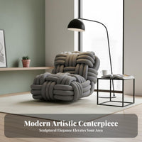 Braided Armchair Woven Design Braided Tube Armchair Modern Look and Feel Lounge Chair for Interior Decorators, Adults, Living Room, Bedroom