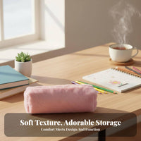 Furry Writing Instrument Case Cute Design Soft Pen Pouch Soft Stationery Pouch Portable Plain Color Furry Bag Easy to Clean