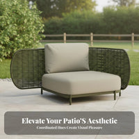 Woven Rope Armchair Weather-Resistant Rope Weave Armchair sturdy Construction exteriordoor Furniture for Homeowners, Adults, Balcony, Courtyard, waterside