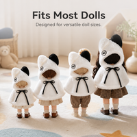 Doll Cloak Cape for 10cm/20cm Cotton Dolls, Cute Starry Rabbit Fur Design