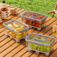 Transparent Storage Box with Lid, Food Container with 4-fold Lock and Handle, Stackable Storage Containers for Meal Prep, Camping & Picnic