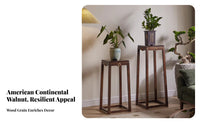 Chinese Design Two-Tier Flower Table Mortise and Tenon Joinery Plant Holder Natural Oil Finish Display Pedestal Artisan-Made for Gardeners, Homeowners, Apartment Dwellers, Living Room, Bedroom, Entrance Hall, Balcony