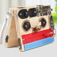 Wooden Busy Board Screen Play Educational Activity Board Travel Friendly Foldable Sensory Toy for Young Children, Preschoolers