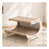 Wooden Pet Scratch Lounge Year-Round Sisal Pet Scratcher Bed Two-in-Single-Use