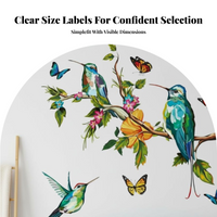 Hummingbirds Wall Decal Colorful Design Home Decoration Removable Vivid Print for Toddlers, Parents, Playroom, Entryway