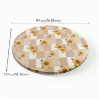 Elasticized Round Fitted Tablecloth with Elastic Edge Checkered Round Fitted Table Cover with Elastic Edge Non-Slip Long-Lasting for Kitchen