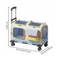 Feline Rolling Suitcase Lightweight Pet Rolling Suitcase Hard-Sided for Outdoor