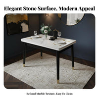 Sintered Stone surface Folding Dining Table with Storage Extendable Design Space-Saving Solution Modern Minimalist design transformable Furniture Multi-Functional for Apartment Dwellers, Small Families, Remote Workers, Living Room, Kitchen, Home Office