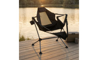 Foldable Rocking Chair with Mesh Seat Breathable Folding Rocking Chair Compact Furniture Easy to Carry for Campers, Anglers, Beach, Fishing, Backyard