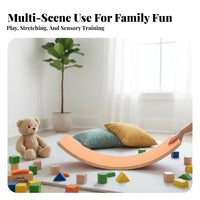 Long-Lasting Natural Wood Wooden Balance Board Multi-Functional Curved Wobble Board Versatile Kids Sensory Toy Polished Rounded Edges for Toddlers, Adults