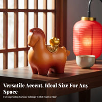 New Year Gift Resin Horse with Gold Ingot Symbol of Prosperity Chinese Astrological Horse Figurine Traditional Craftsmanship for Office Desk