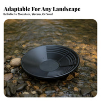 Handheld Grooved Gold Pan Shallow Gold Pan Thickened Recovery Gear Black for Miners