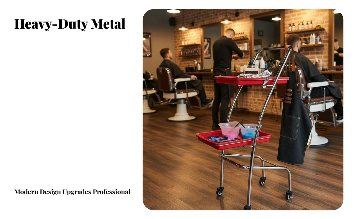 Hairdressing Tool Trolley With Wheels Hairdressing Rolling Cart Foldable Salon Cart Easy Mobility 2-Tier Salon Trolley