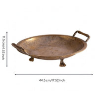 Iron Decorative Tray Distressed Finish Vintage-Aesthetic Tray Raised Feet