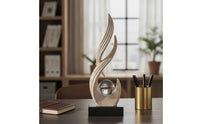 Modern Abstract Sculpture Contemporary Resin Ornament Sculpted Sculpture with Sphere Upward-Flowing for Home Decorators, Art Collectors, Wine Cabinet, Display Shelf, Living Room