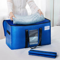 Sturdy Duty Moving Bags and Clear Storage Bags with Zipper, 180 GSM Stackable Cubic Containers with Loop Handles for Bedding and Clothing