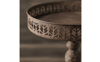 Decorative Iron Pedestal Tray Rustic Tray with Cutout Rim Farmhouse Stable for Cafes