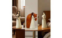 Artisanal Girl Figurine Carved Resin Figurine Delicate Sculpture with Dress Exquisite for Collectors, Animal Lovers