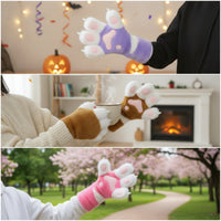 Feline Paw Gloves Soft Shaggy Paw Mitts Gloves Warm for Adults