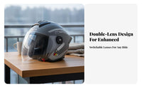 Helmet 3C Certified 3/4 Shell Helmet with Visor Four-Season Shielded Headwear for Commuting, Street Riding
