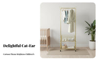 Floor-Standing kids' Dress-up Station Multi-Functional House-Frame Clothes Cute Design Clothing Rack Kid-Sized for Toddlers, Parents, Bedroom, Playroom, Nursery, Entrymanner