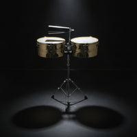 Timbales with Stand and Cowbell Metal-cover Timbales Adjustable Drum Set with Stand for Percussionists, Drummers, Stage, Rehearsal