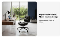 Height-Adjustable Upholstered rotating Chair with Armrests Wheeled Base Office Furniture effortless Rolling Casters Seating Ergonomic Design for Remote Workers, Students, Adults, Study Room, Bedroom