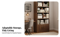 particle-resistantresistant Design Floor-Standing shelving unit with Doors Large Capacity Tall shelving unit with Cabinet Space-Saving Display Case Easy Assembly for Book Lovers, Collectors, Homeowners, Living Room, Study, Bedroom